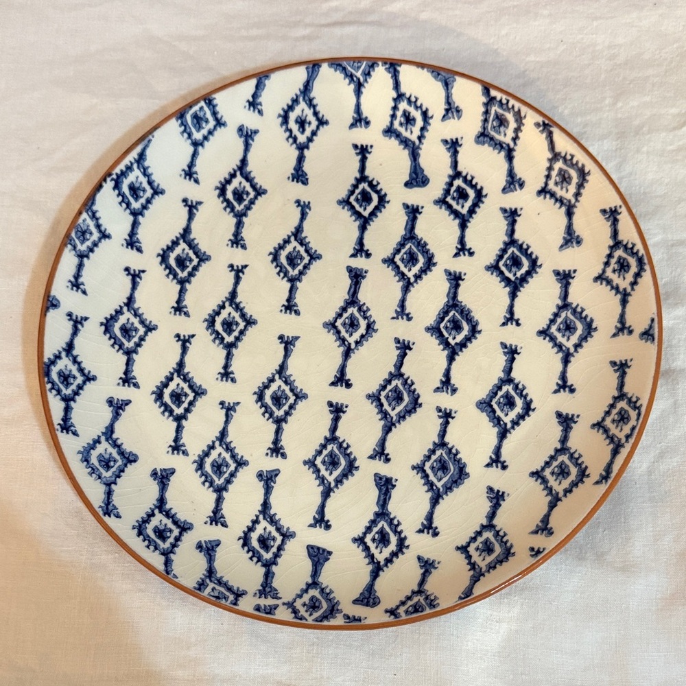 Vintage Val do Sol Blue/White Patterned Ceramic Plate 80’s or 90’s Cottage Boho